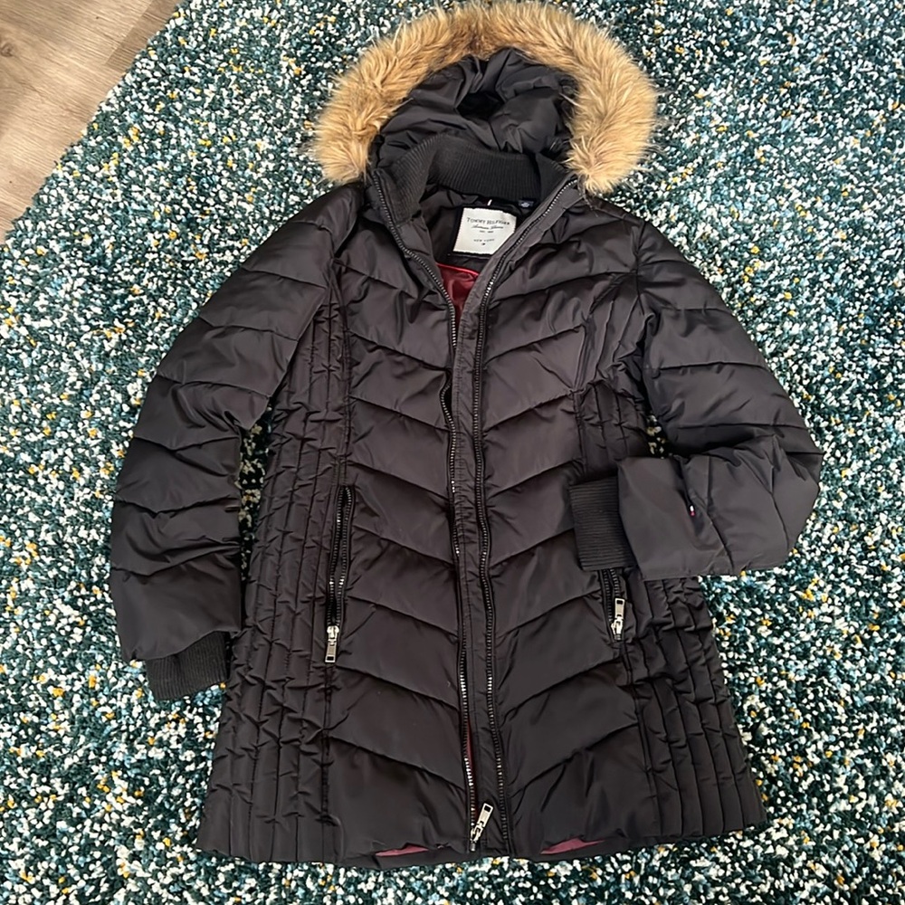 Tommy Hilfinger Women’s Faux Fur Trimmed Hooded Coat, Size XS